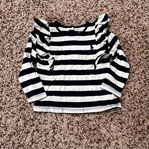 Ralph Lauren Navy Striped Long Sleeve Top with Ruffle Details Size 9 Months
